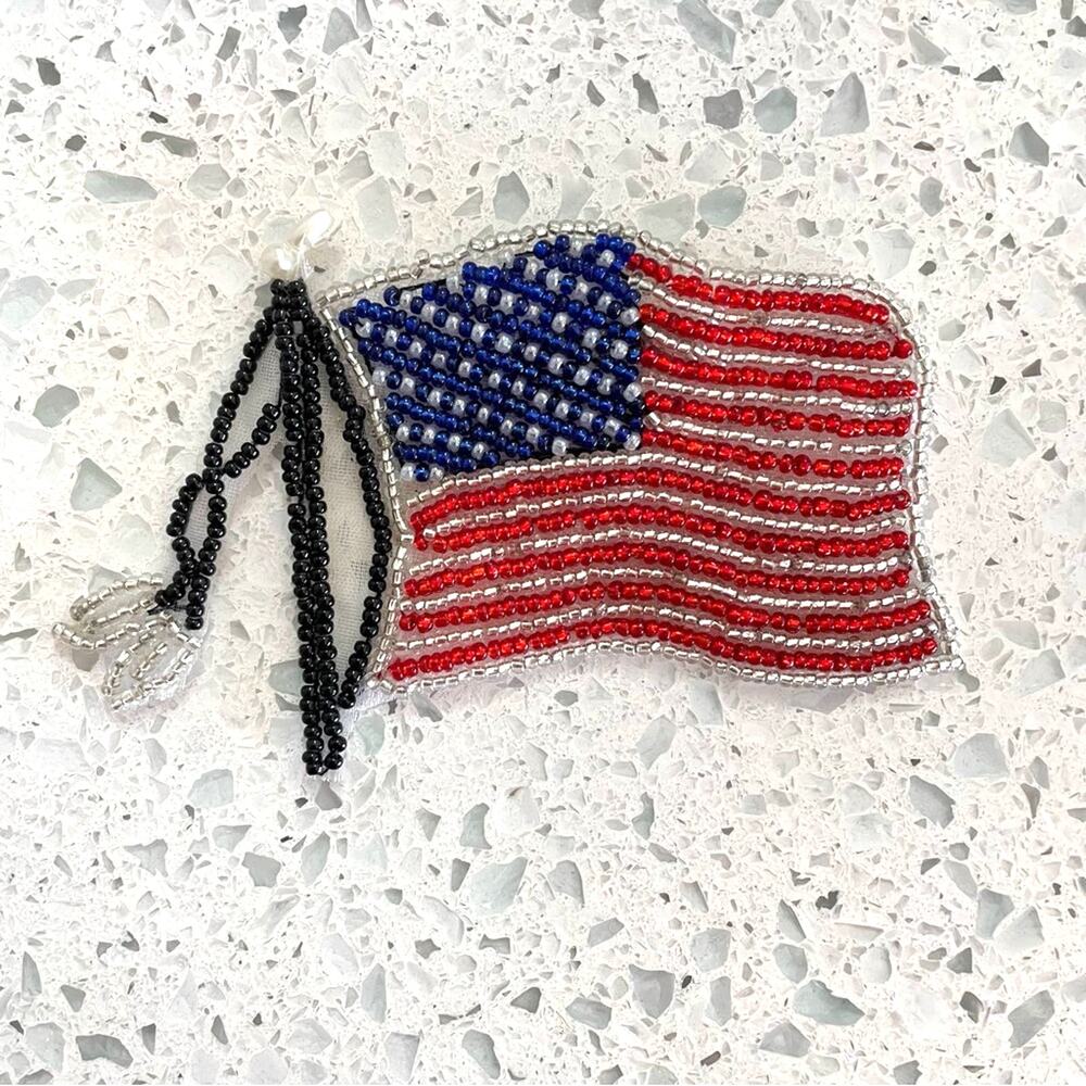 Vintage American Flag Sequin Pin Red White Blue